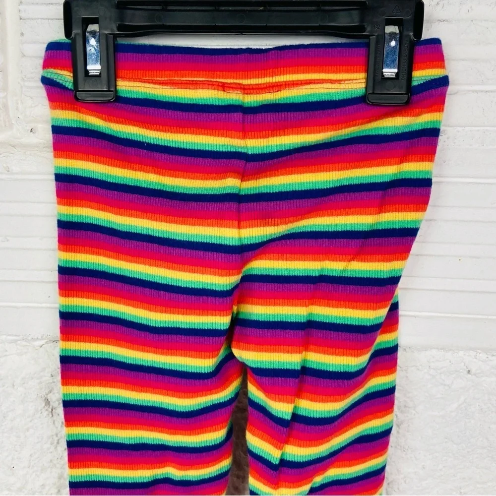 GYMBOREE rainbow Colorful Striped ribbed ruffle bottom cotton stretch Leggings